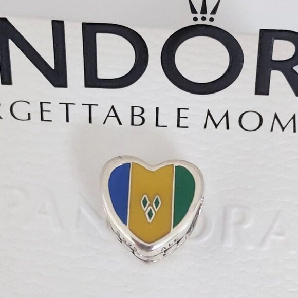 Pandora Jewelry - Pandora Saint Vincent and the Grenadines Flag Heart Charm Bead Pendant S925 ALE